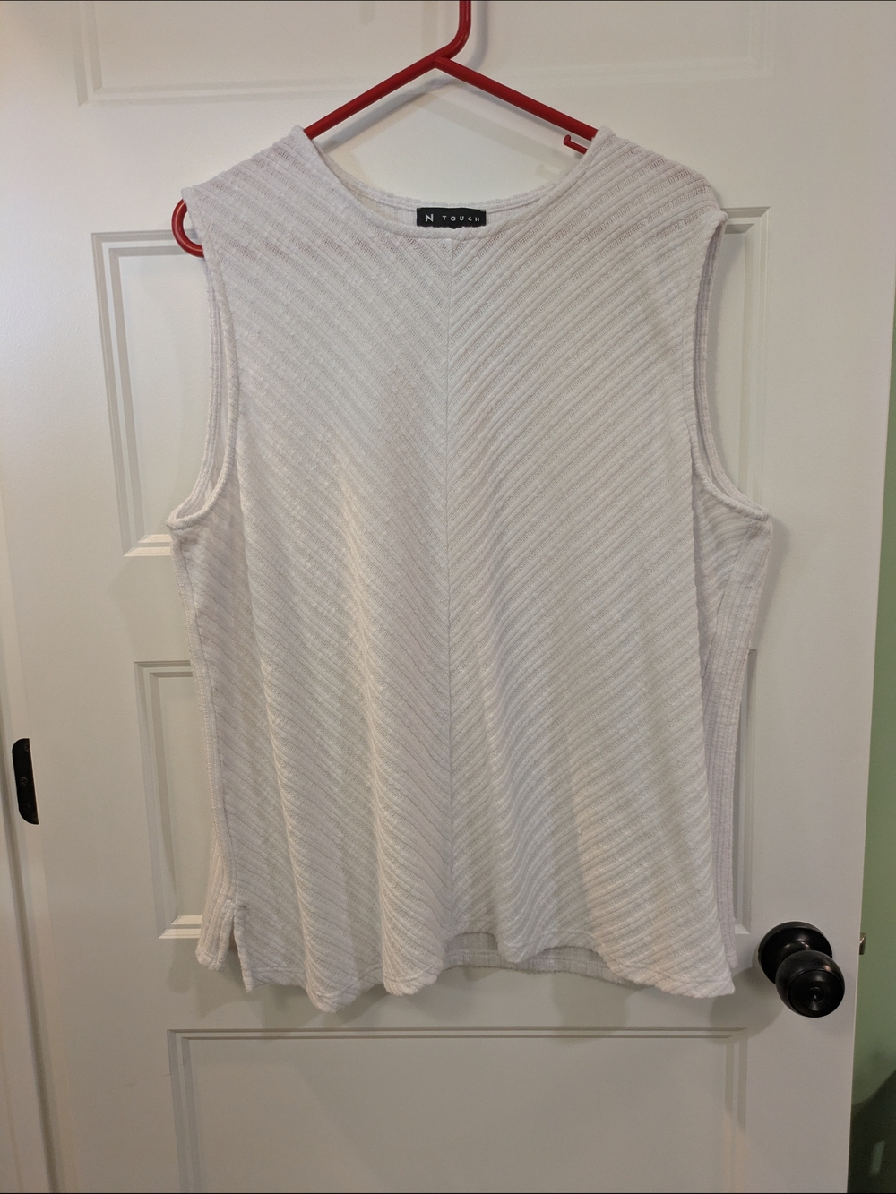 N Touch White Ribbed Sleeveless Tank Top